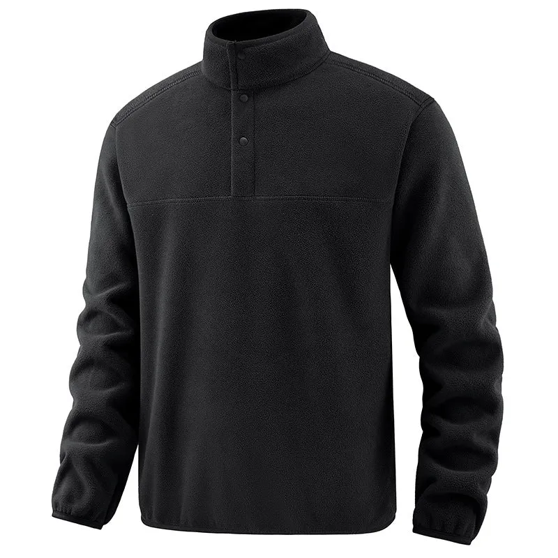 Herren Fleece-Pullover mit Stehkragen und Druckknopf-Leiste für wärmende Zwischenschicht Nord Taschen