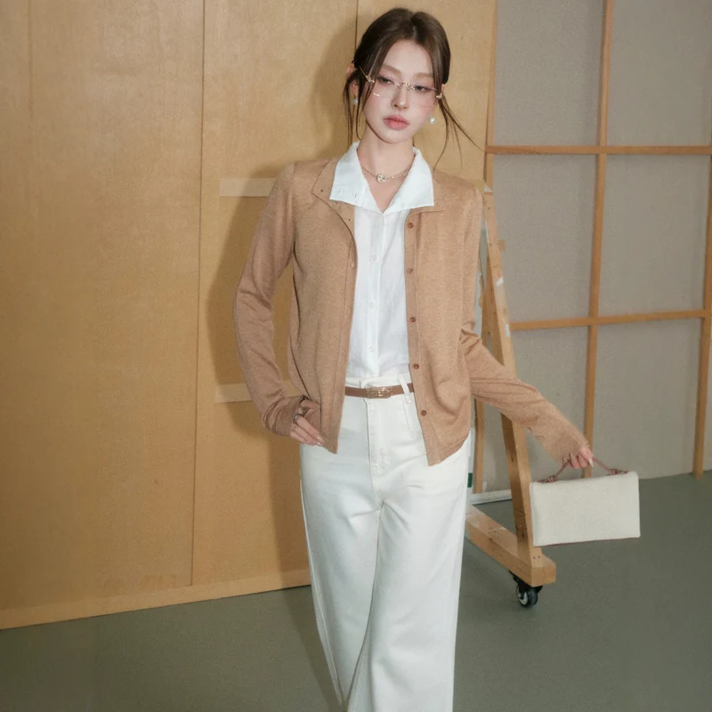 Damen Feiner Knopfcardigan aus Kaschmir-Mix mit schmaler Silhouette Nord Taschen