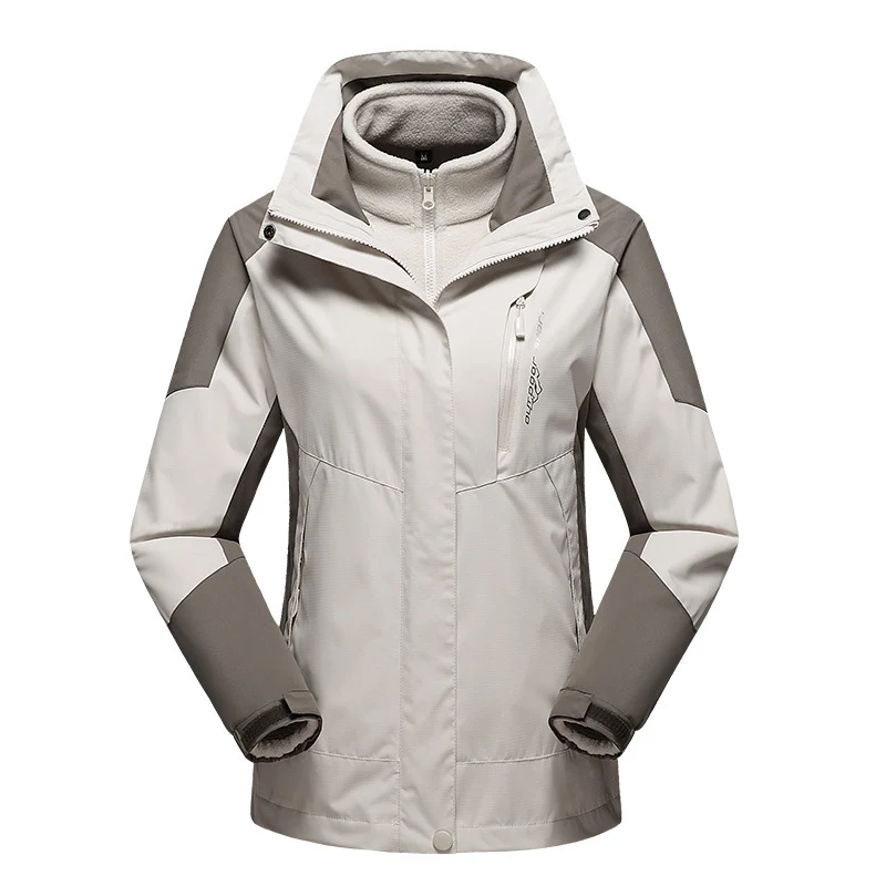Damen vielseitige Outdoorjacke mit abnehmbarer Fleece‑Innenjacke und winddichter Softshell‑Hülle Nord Taschen