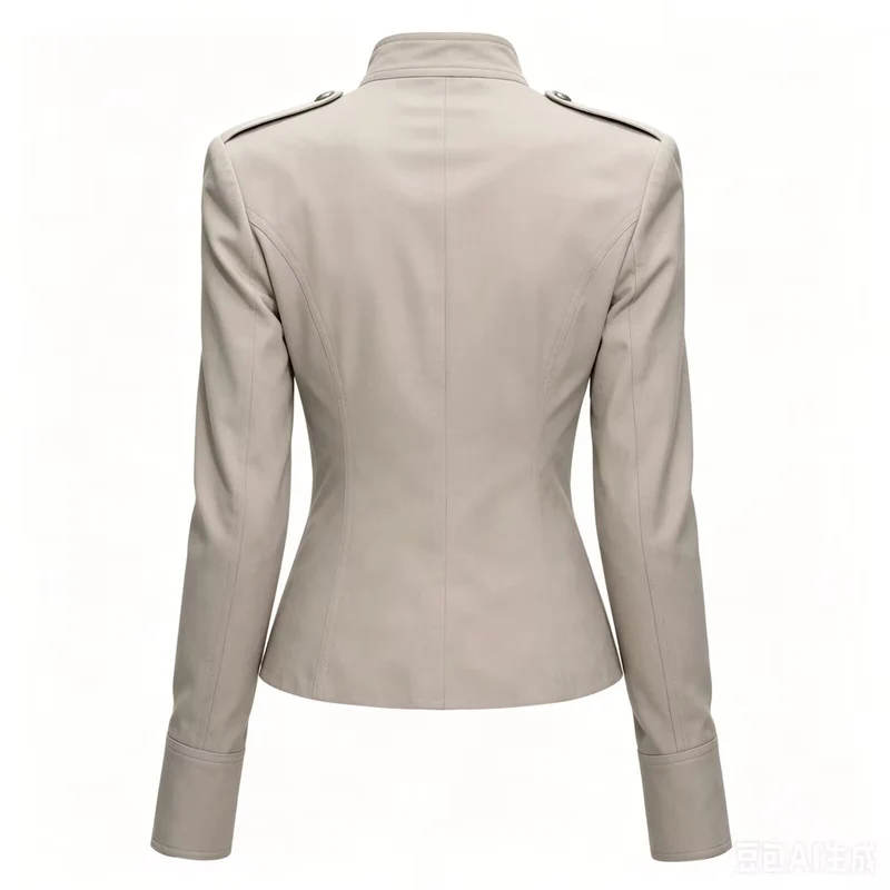 Damen Taillierte Military‑Inspired Jacke mit Stehkragen, Zierknopfreihe und Reißverschluss Nord Taschen