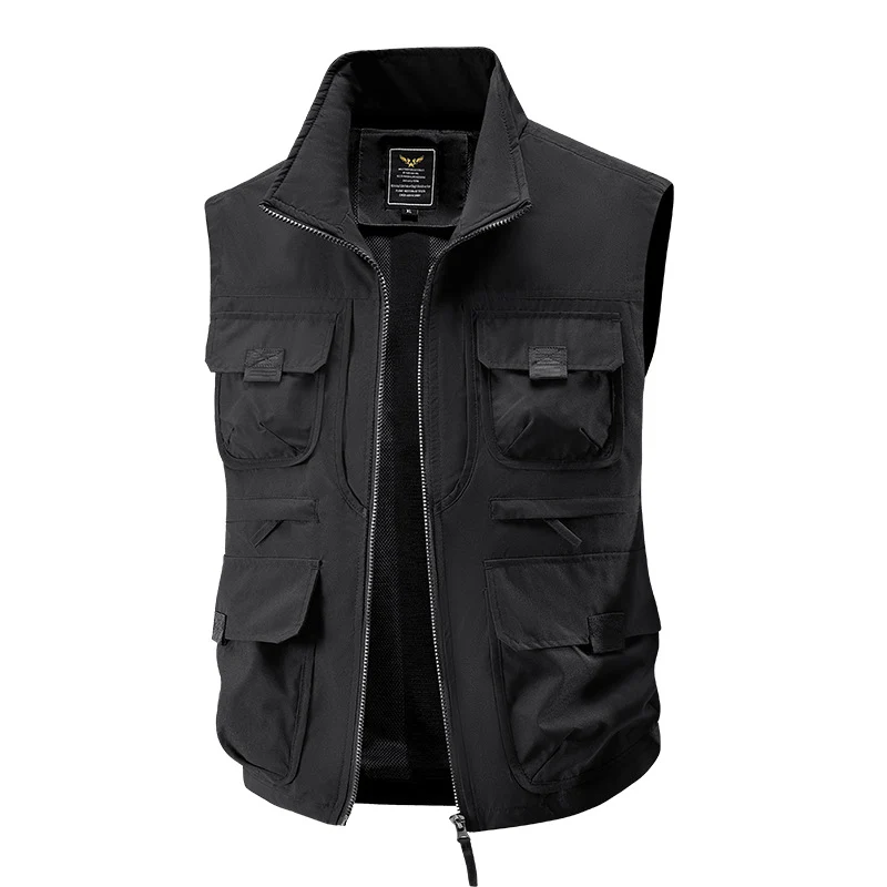 Herren Multitaschen Utility-Weste mit hohem Kragen Zwei-Wege-Reißverschluss & Mesh-Futter Nord Taschen
