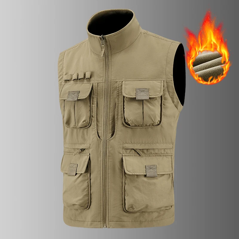 Herren Multifunktionale Utility‑Weste mit Fleecefutter & Mehrfach‑Taschen Nord Taschen