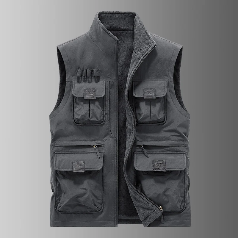 Herren Multifunktionale Utility‑Weste mit Fleecefutter & Mehrfach‑Taschen Nord Taschen