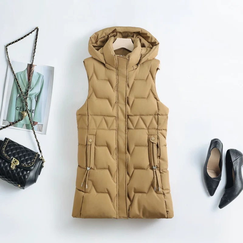 Damen nan Thermo-Steppweste mit Kapuze, Kordelzug und verdecktem Reißverschluss Nord Taschen