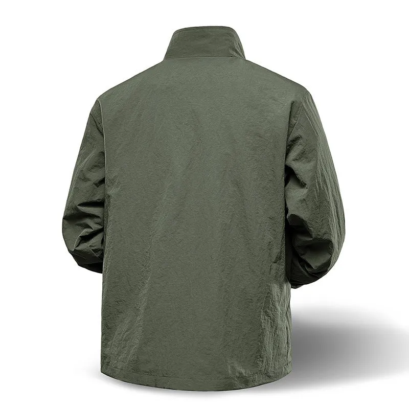 Herren Leichte technische Zip‑Jacke mit Stehkragen, Raglanärmeln & Utility‑Einsätzen Nord Taschen