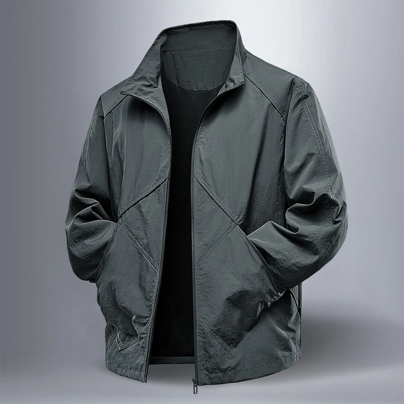 Herren Leichte technische Zip‑Jacke mit Stehkragen, Raglanärmeln & Utility‑Einsätzen Nord Taschen