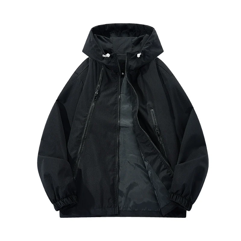 Herren Leichte Kapuzen-Windjacke mit asymmetrischen Reißverschlusstaschen und verstellbarem Saum Nord Taschen