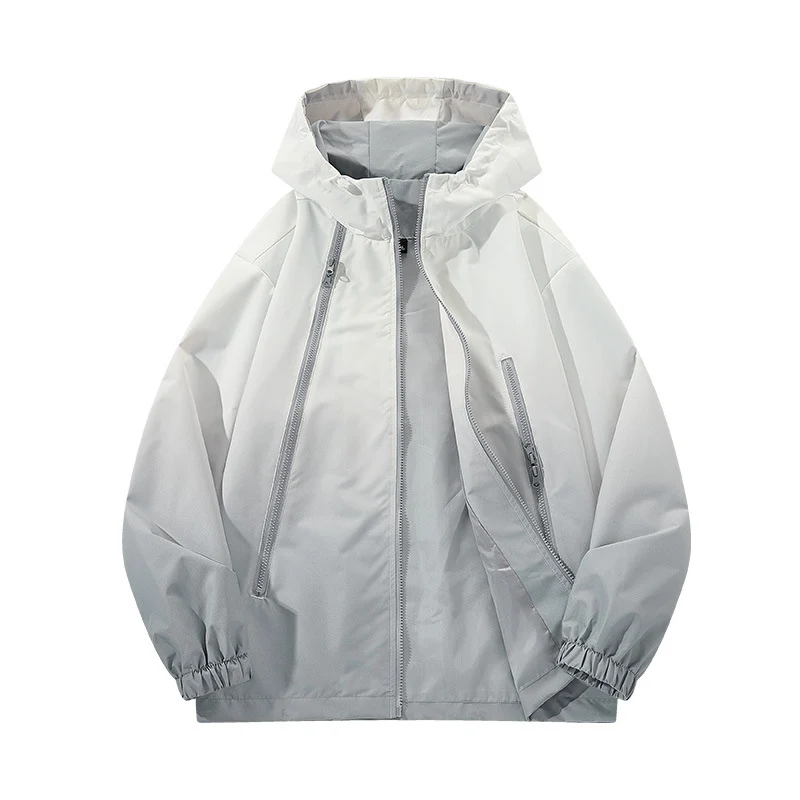 Herren Leichte Kapuzen-Windjacke mit asymmetrischen Reißverschlusstaschen und verstellbarem Saum Nord Taschen