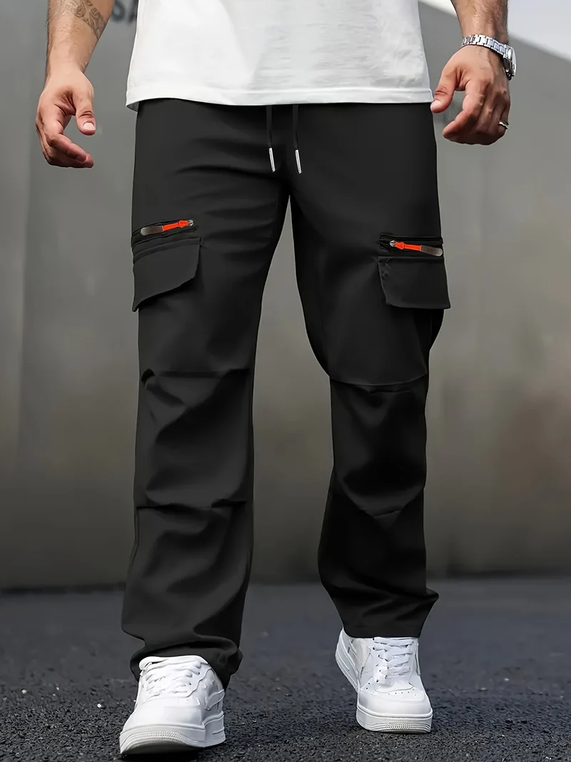 Herren Technische Cargo-Jogginghose mit Reißverschlusstaschen, Klappfächern & Tunnelzugbund Nord Taschen