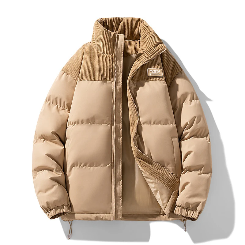 Herren Wattierte Steppjacke mit Cordbesatz, hohem Stehkragen und Thermofutter Nord Taschen