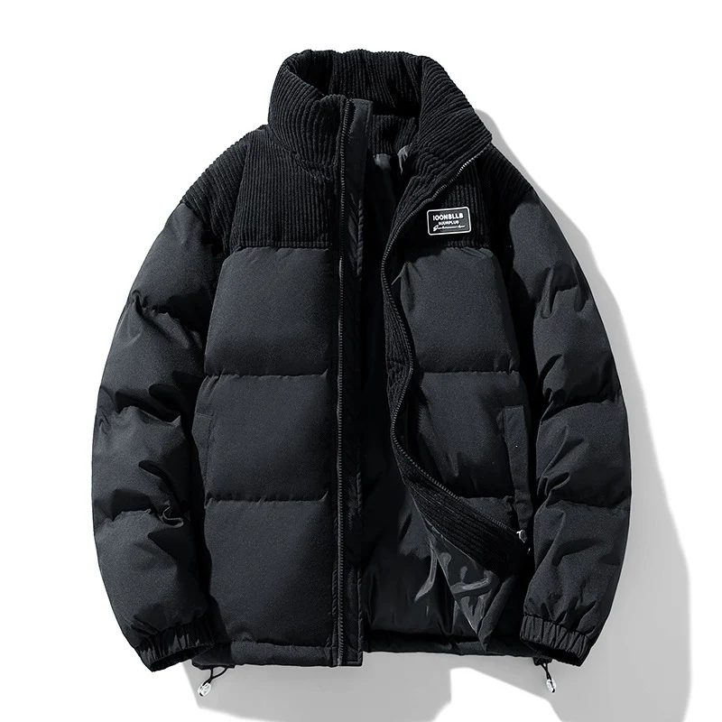 Herren Wattierte Steppjacke mit Cordbesatz, hohem Stehkragen und Thermofutter Nord Taschen