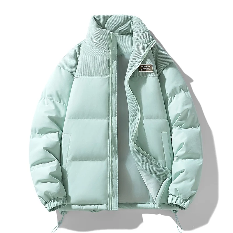 Herren Wattierte Steppjacke mit Cordbesatz, hohem Stehkragen und Thermofutter Nord Taschen