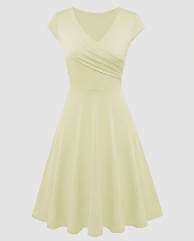 Damen A-Linien Kleid mit Wickeldesign und Falten von - Vittorelli