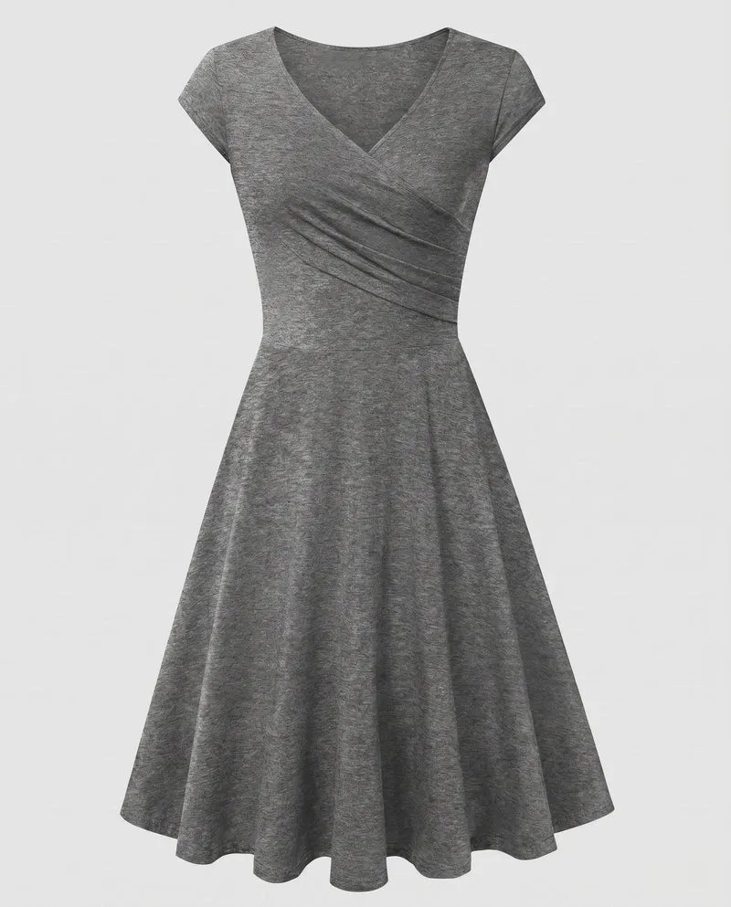 Damen A-Linien Kleid mit Wickeldesign und Falten von - Vittorelli