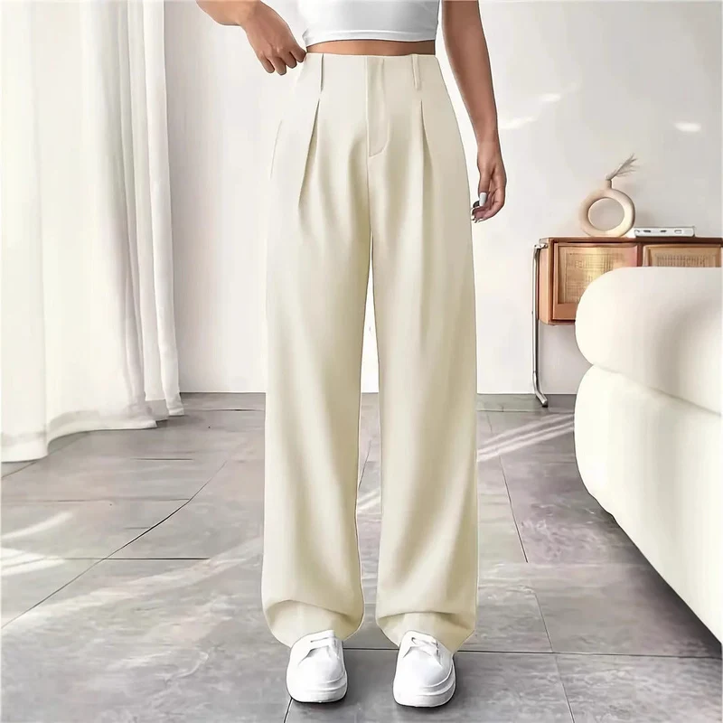Damen Elegante Bundfaltenhose mit weitem Schnitt