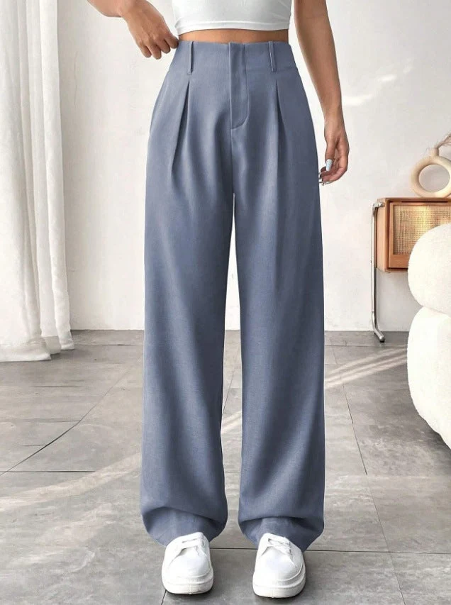 Damen Elegante Bundfaltenhose mit weitem Schnitt