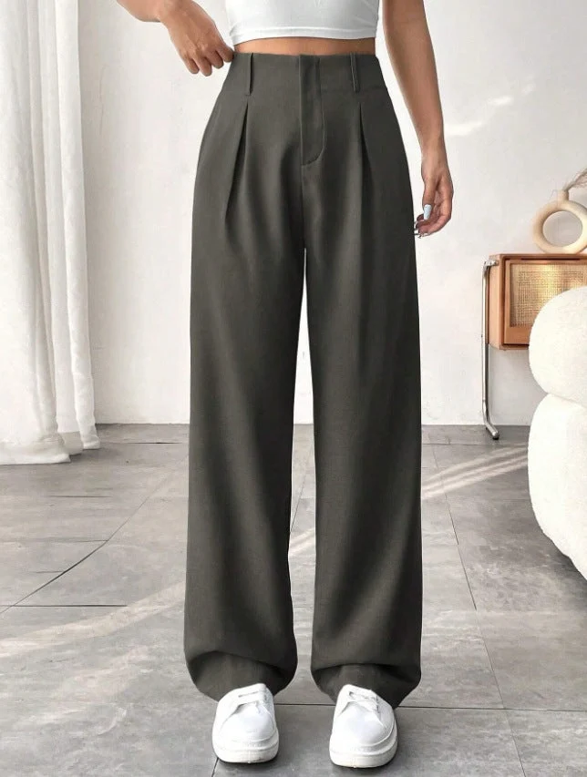 Damen Elegante Bundfaltenhose mit weitem Schnitt
