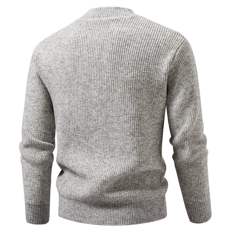 Herren Feinstrick-Henleypullover mit kurzem Stehkragen, Knopfleiste und Rippbündchen Nord Taschen