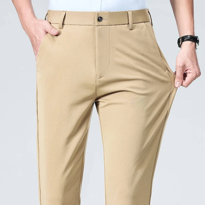 Herren Elegante gerade geschnittene Stretch-Businesshose mit Bügelfalte Nord Taschen