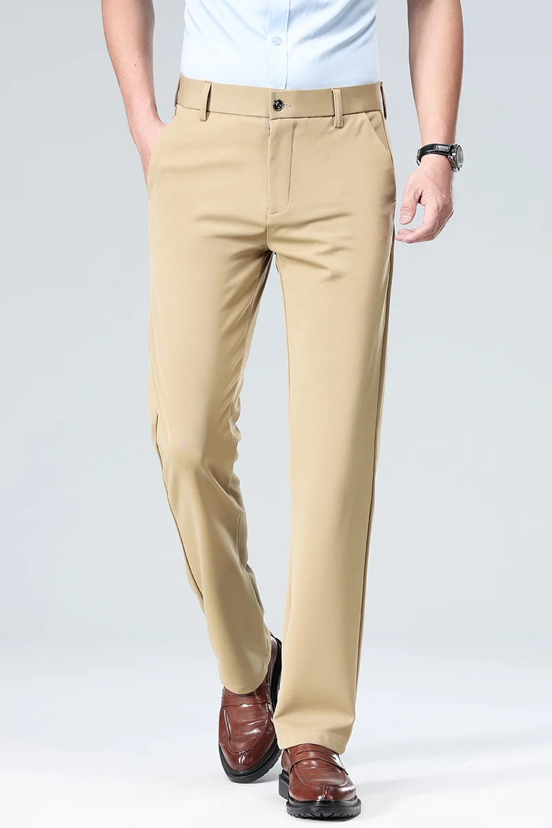 Herren Elegante gerade geschnittene Stretch-Businesshose mit Bügelfalte Nord Taschen