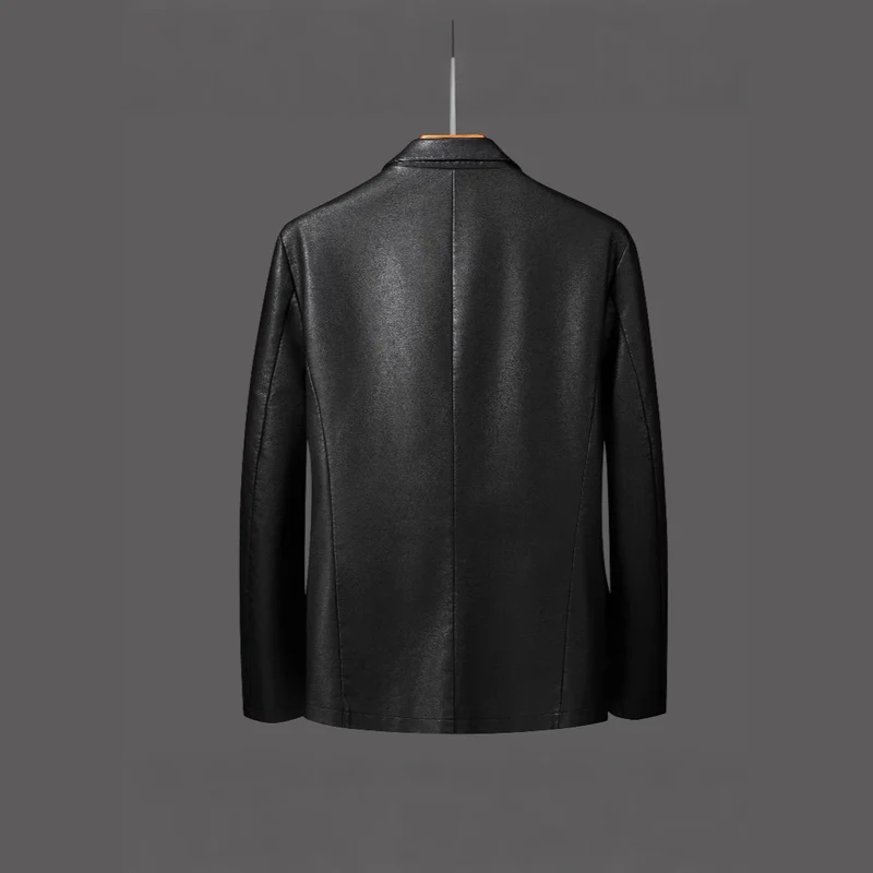 Herren Einreihiger Blazer aus Lederimitat mit Notch-Revers und Pattentaschen Nord Taschen