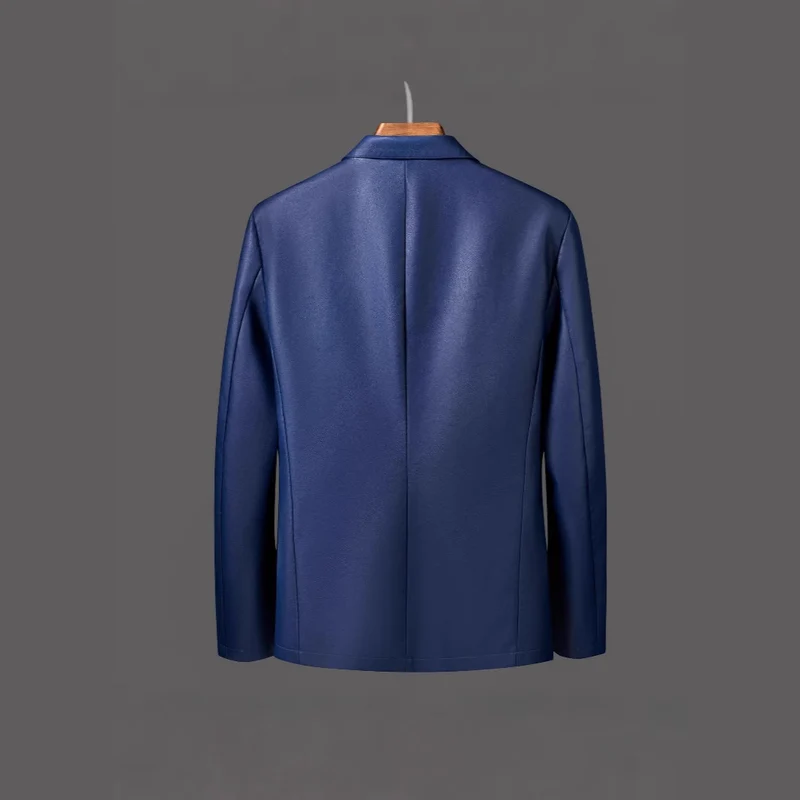 Herren Einreihiger Blazer aus Lederimitat mit Notch-Revers und Pattentaschen Nord Taschen