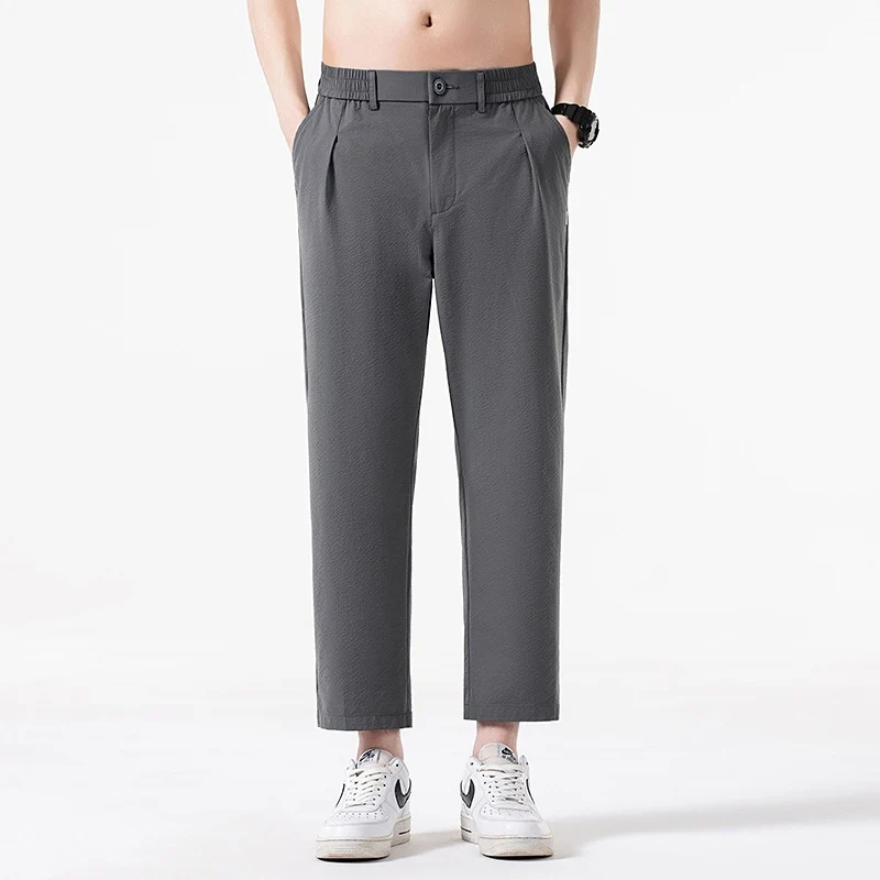 Herren Cropped-Hose mit weitem Bein, halb-elastischem Bund und Bügelfalte Nord Taschen