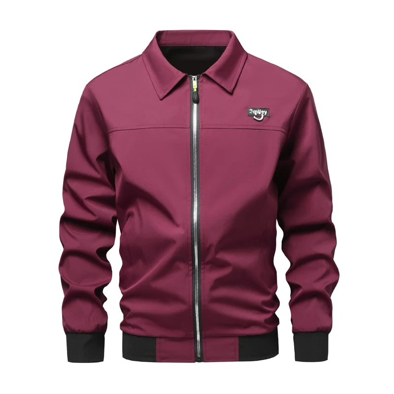 Herren Collar-Zip-Blouson aus Softshell mit gerippten Bündchen & Smiley-Patch Nord Taschen