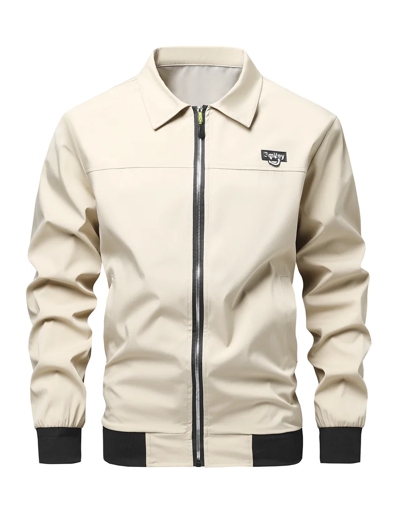 Herren Collar-Zip-Blouson aus Softshell mit gerippten Bündchen & Smiley-Patch Nord Taschen
