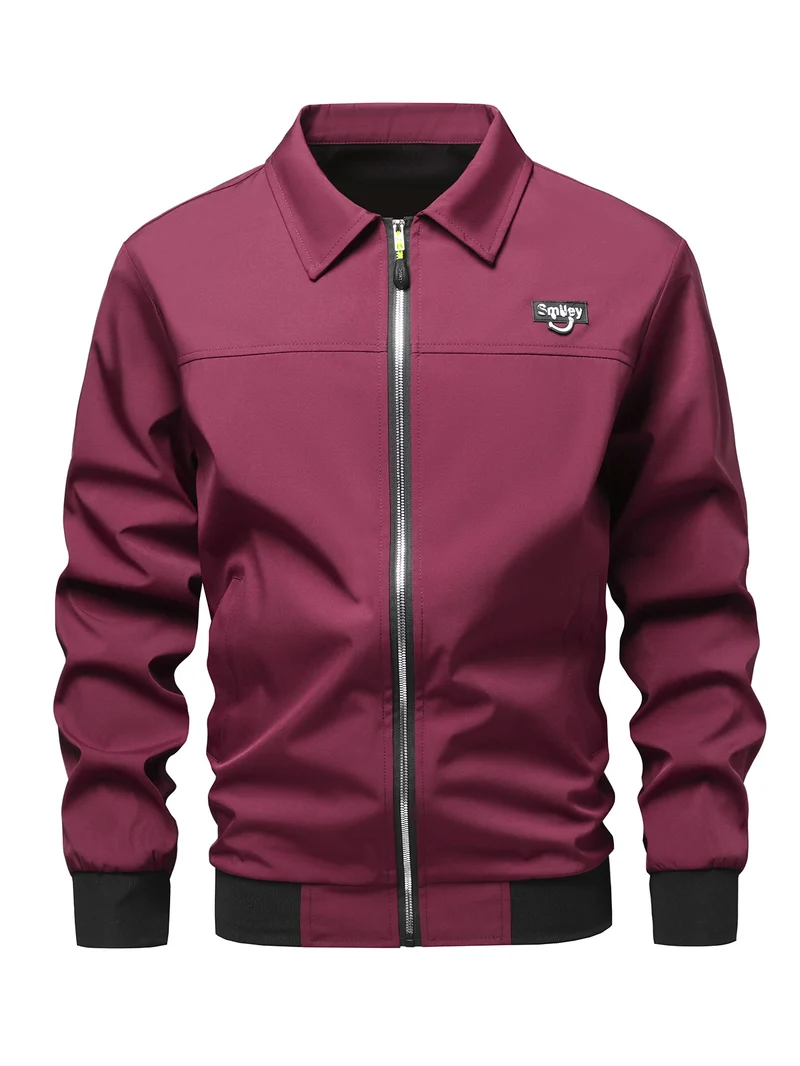 Herren Collar-Zip-Blouson aus Softshell mit gerippten Bündchen & Smiley-Patch Nord Taschen