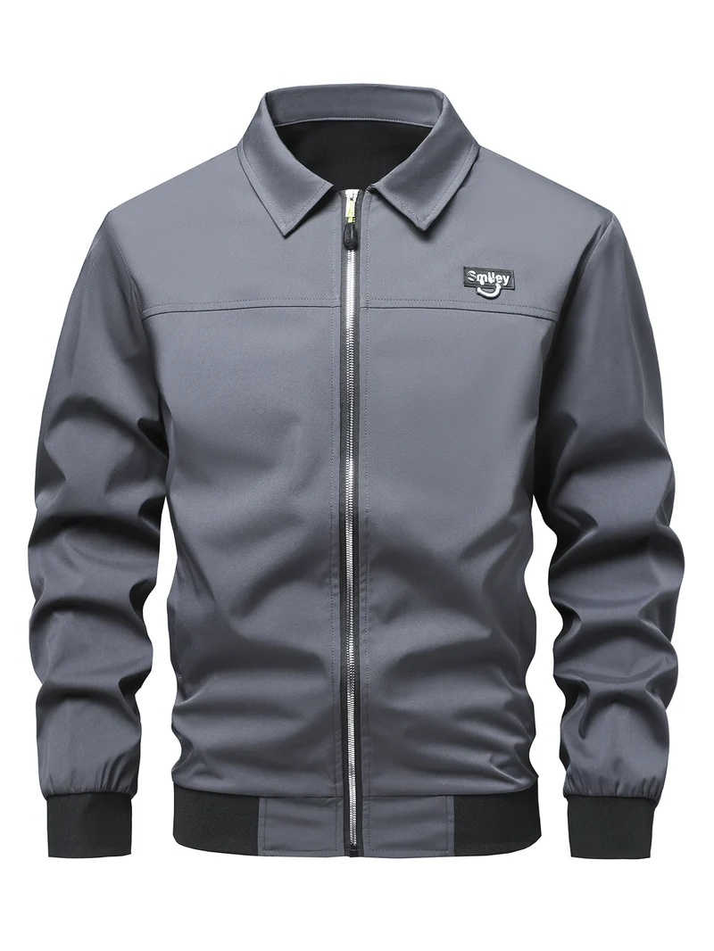 Herren Collar-Zip-Blouson aus Softshell mit gerippten Bündchen & Smiley-Patch Nord Taschen
