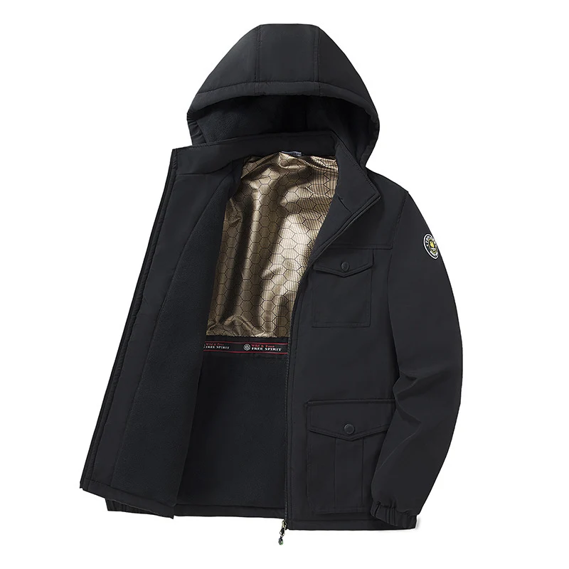 Herren Thermo-Fieldparka mit Fleece-Innenfutter, reflektierender Wärmeschicht und Kapuze Nord Taschen