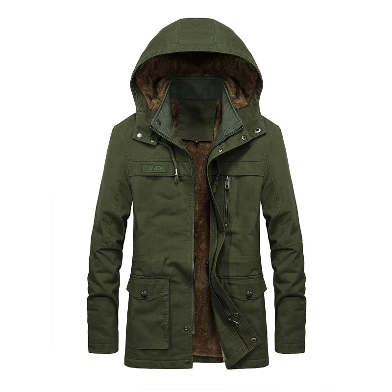 Herren Thermo-Fieldparka im Canvas‑Look mit wärmender Teddy-Innenfütterung und verstellbarer Kapuze Nord Taschen