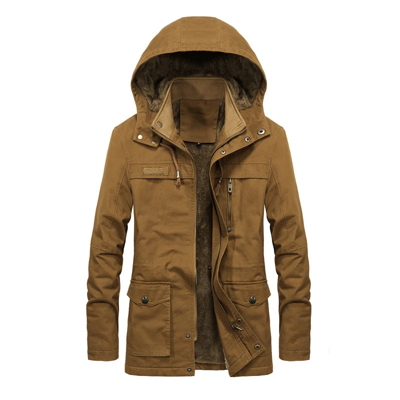 Herren Thermo-Canvas-Parka mit Teddyfleece-Innenfutter und Windschutzleiste Nord Taschen