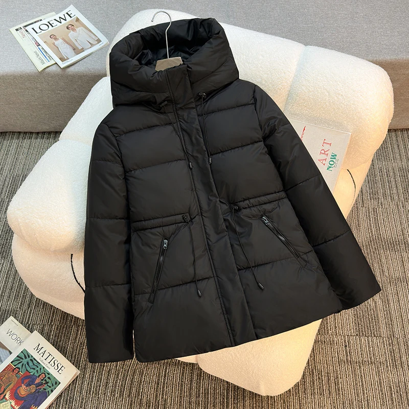 Damen nan taillierte wattierte Steppjacke mit hohem Stehkragen, verstellbarem Kordelzug und verdeckten Reißverschlusstaschen Nord Taschen
