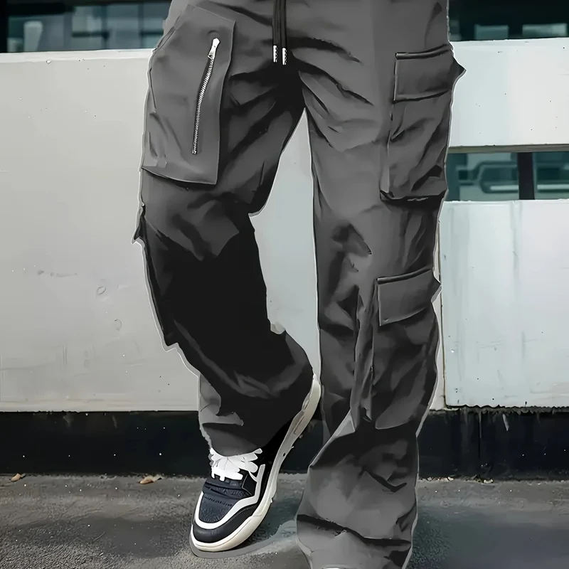 Herren Multifunktionale Cargohose mit großen Klapp‑ und Reißverschlusstaschen sowie Kordelzug Nord Taschen