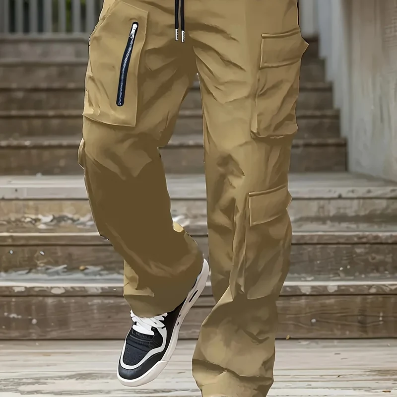 Herren Multifunktionale Cargohose mit großen Klapp‑ und Reißverschlusstaschen sowie Kordelzug Nord Taschen