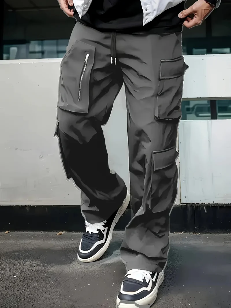 Herren Multifunktionale Cargohose mit großen Klapp‑ und Reißverschlusstaschen sowie Kordelzug Nord Taschen
