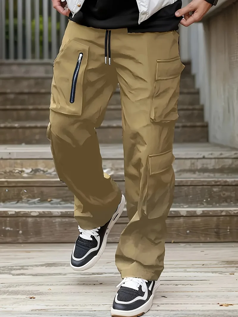 Herren Multifunktionale Cargohose mit großen Klapp‑ und Reißverschlusstaschen sowie Kordelzug Nord Taschen