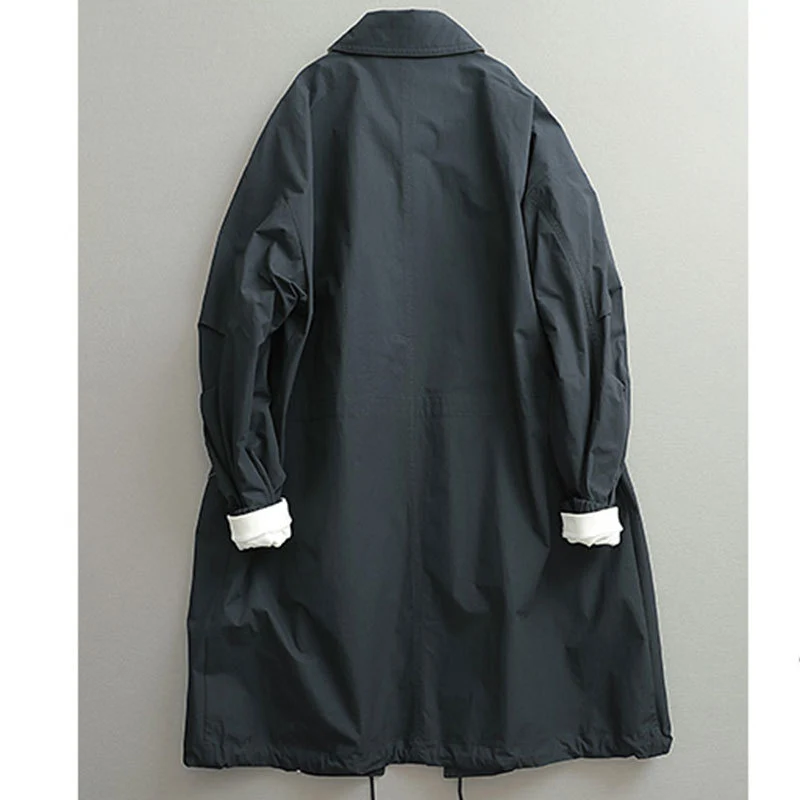 Damen Oversize-Trenchcoat aus atmungsaktivem Baumwollmischgewebe mit verdeckter Knopfleiste Nord Taschen