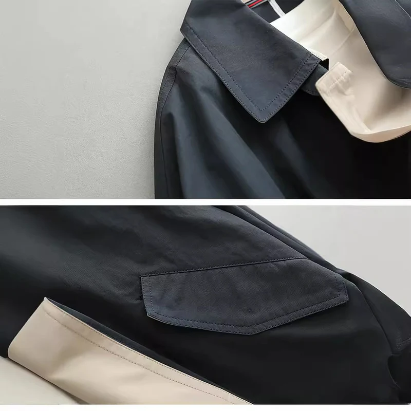 Damen Oversize-Trenchcoat aus atmungsaktivem Baumwollmischgewebe mit verdeckter Knopfleiste Nord Taschen
