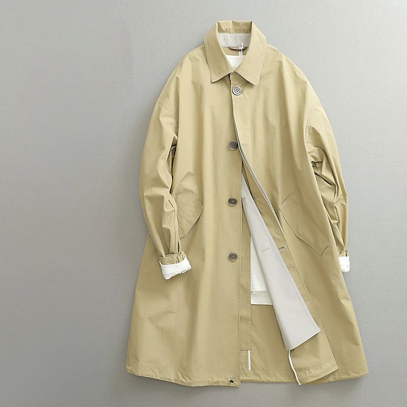 Damen Oversize-Trenchcoat aus atmungsaktivem Baumwollmischgewebe mit verdeckter Knopfleiste Nord Taschen