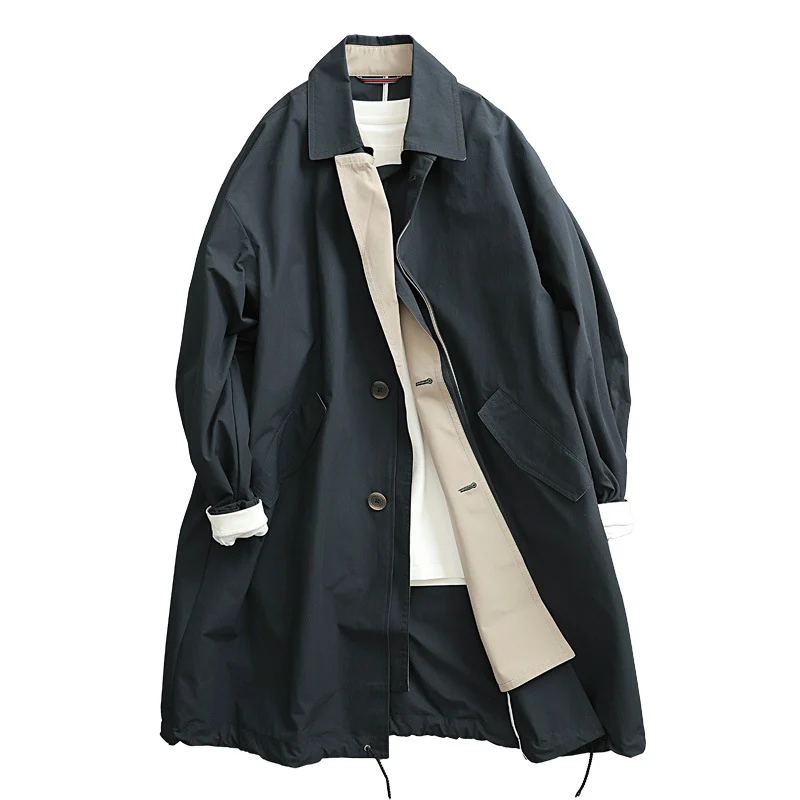 Damen Oversize-Trenchcoat aus atmungsaktivem Baumwollmischgewebe mit verdeckter Knopfleiste Nord Taschen