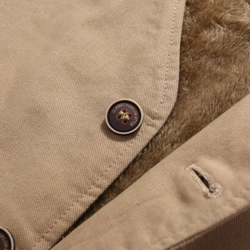 Herren wattierte Canvas-Teddyweste mit Sherpa‑Futter und Mehrfachtaschen Nord Taschen