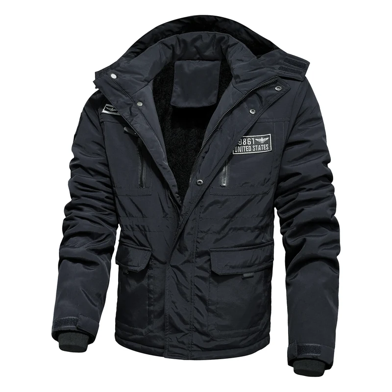 Herren wasserabweisender Utility-Parka mit Teddyfutter, Kapuze und Multifunktionstaschen Nord Taschen