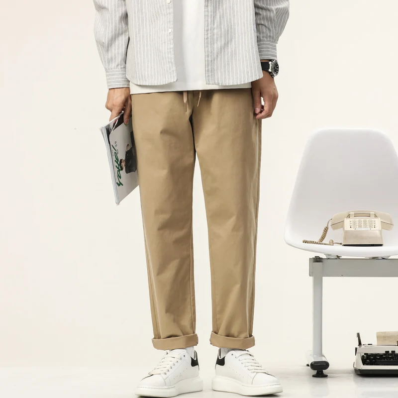 Herren Leichte Baumwoll-Mix-Hose mit elastischem Kordelbund und geradem Bein Nord Taschen