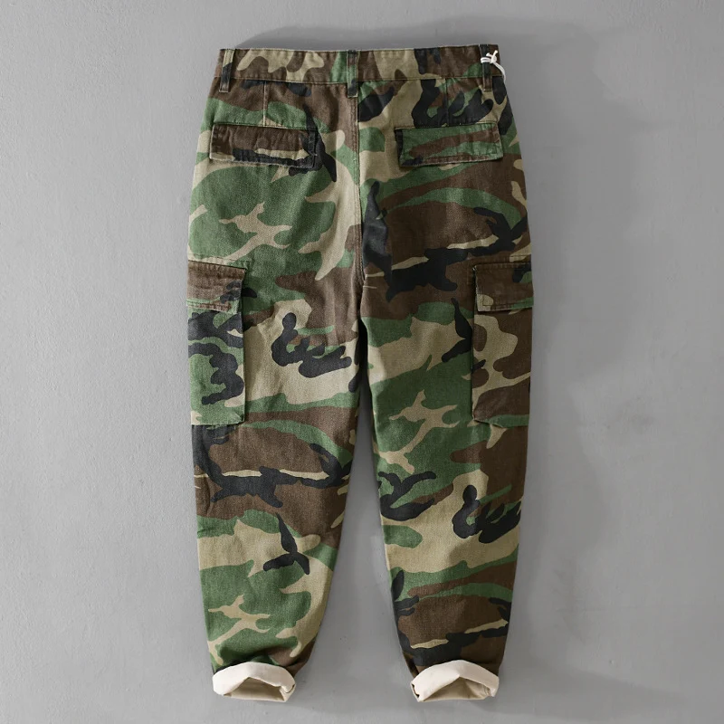 Herren Slim-Tapered Cargohose im Military-Stil mit Gummibündchen und Klappentaschen Nord Taschen