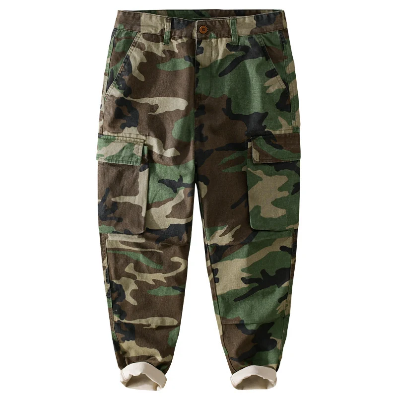 Herren Slim-Tapered Cargohose im Military-Stil mit Gummibündchen und Klappentaschen Nord Taschen