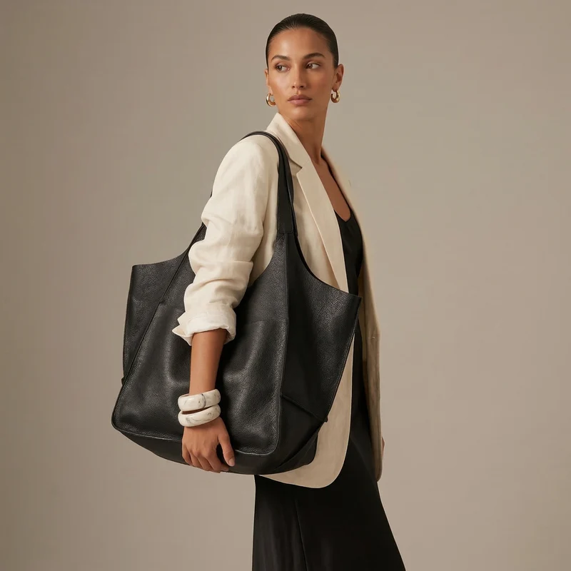 Arvani | Übergroße Leder Tote Bag, Große Schultertasche
