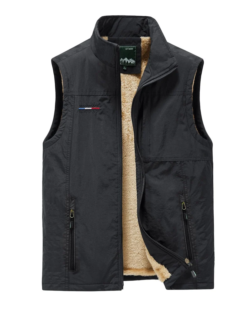 Herren Thermo-Ärmellose Weste mit Teddyfutter und Reißverschluss Nord Taschen